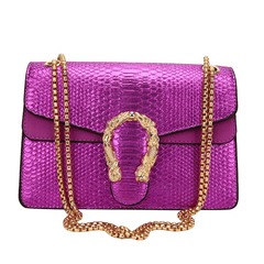 Luxury Leather Shoulder Purse Chain Bag Purple