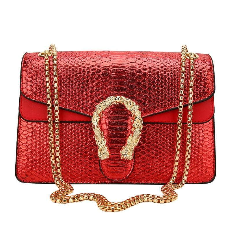 Luxury Leather Shoulder Purse Chain Bag Red