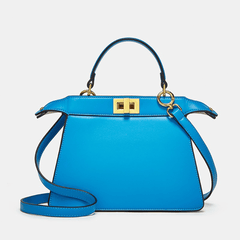 Luxury Leather Tote Handbag Blue