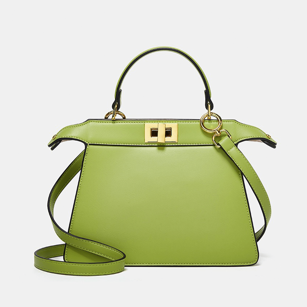 Luxury Leather Tote Handbag Green