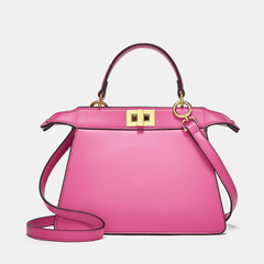 Luxury Leather Tote Handbag Pink