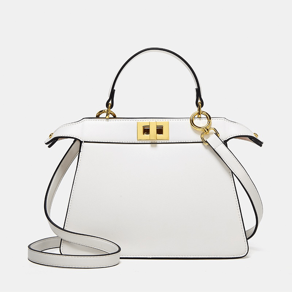 Luxury Leather Tote Handbag White