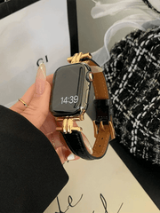Luxury Metal and Genuine Leather Band for Apple Watch Series