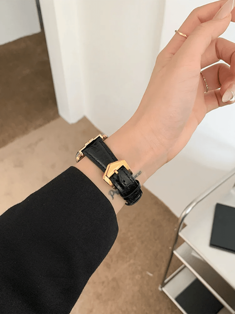 Luxury Metal and Genuine Leather Band for Apple Watch Series