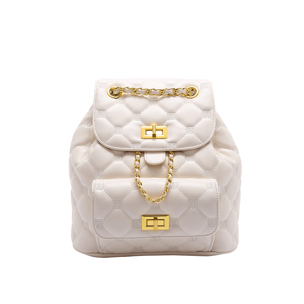 Luxury Quilted Embossed Flap Backpack