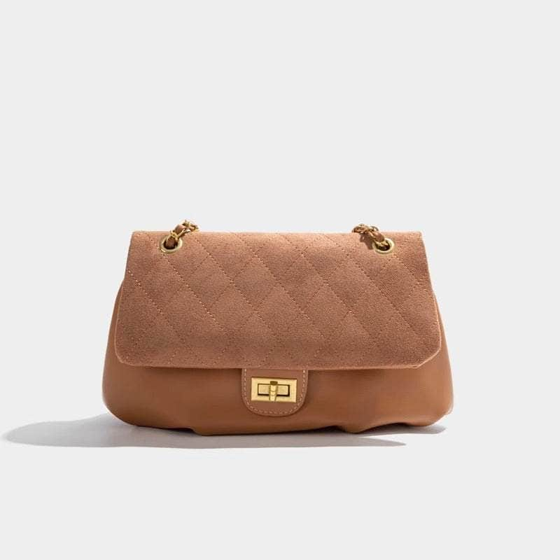 Luxury Quilted Shoulder Bag Brown