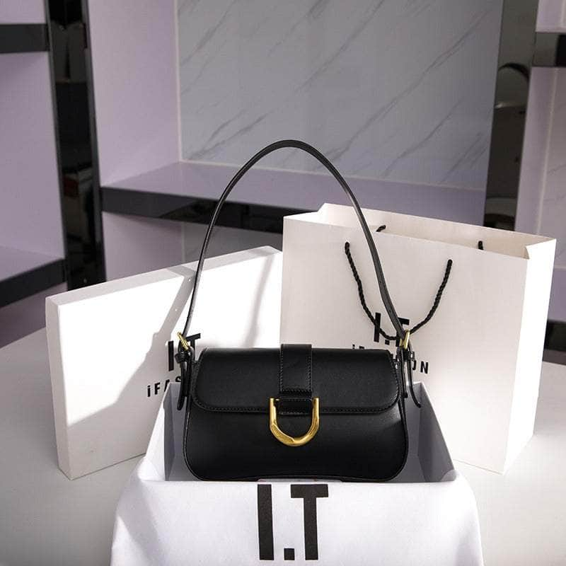 Luxury Retro Square Underarm Satchel Bag Black