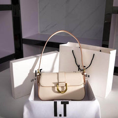 Luxury Retro Square Underarm Satchel Bag Ivory