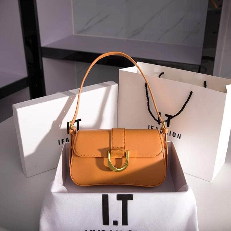 Luxury Retro Square Underarm Satchel Bag Orange