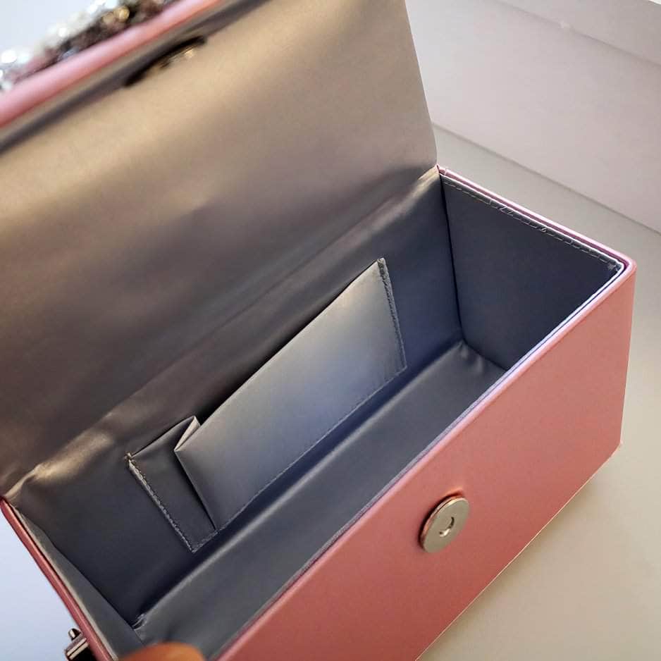 Luxury Rhinestone Deco Flap Top Handle Box Bag