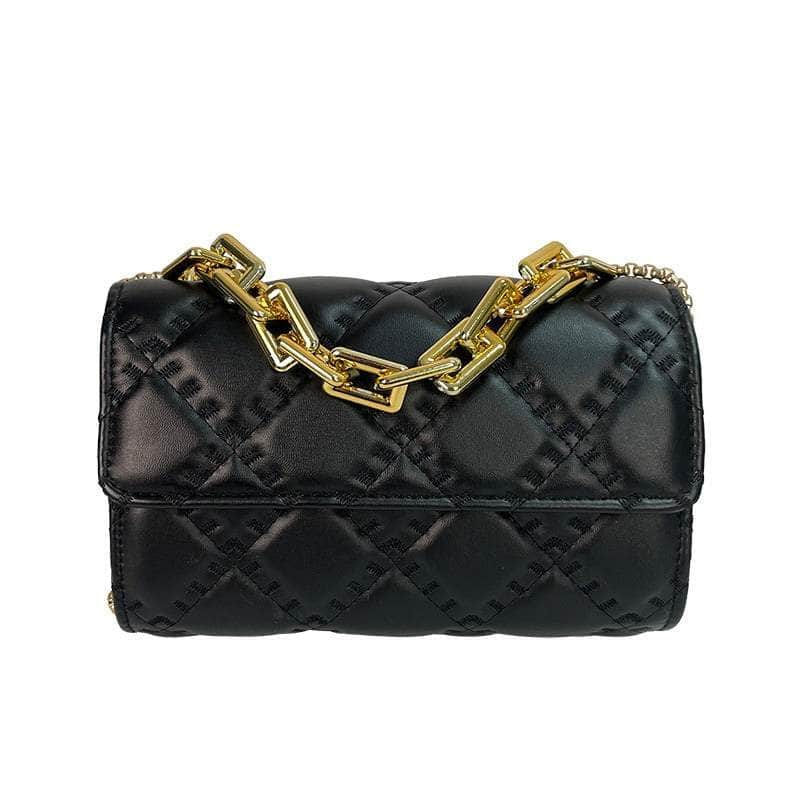 Luxury Rhombic Design Leather Bag Black