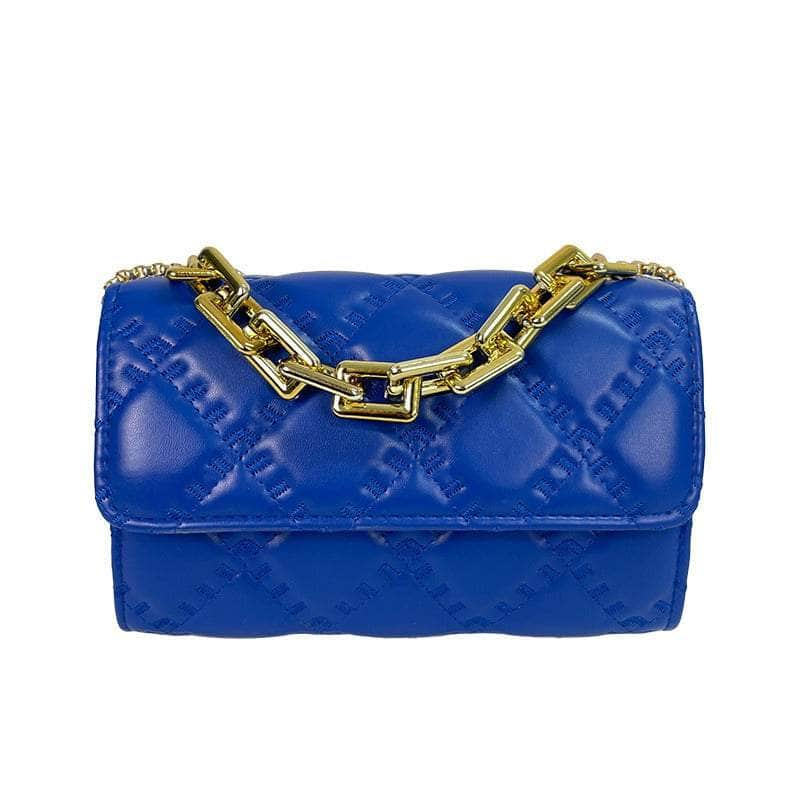 Luxury Rhombic Design Leather Bag Blue