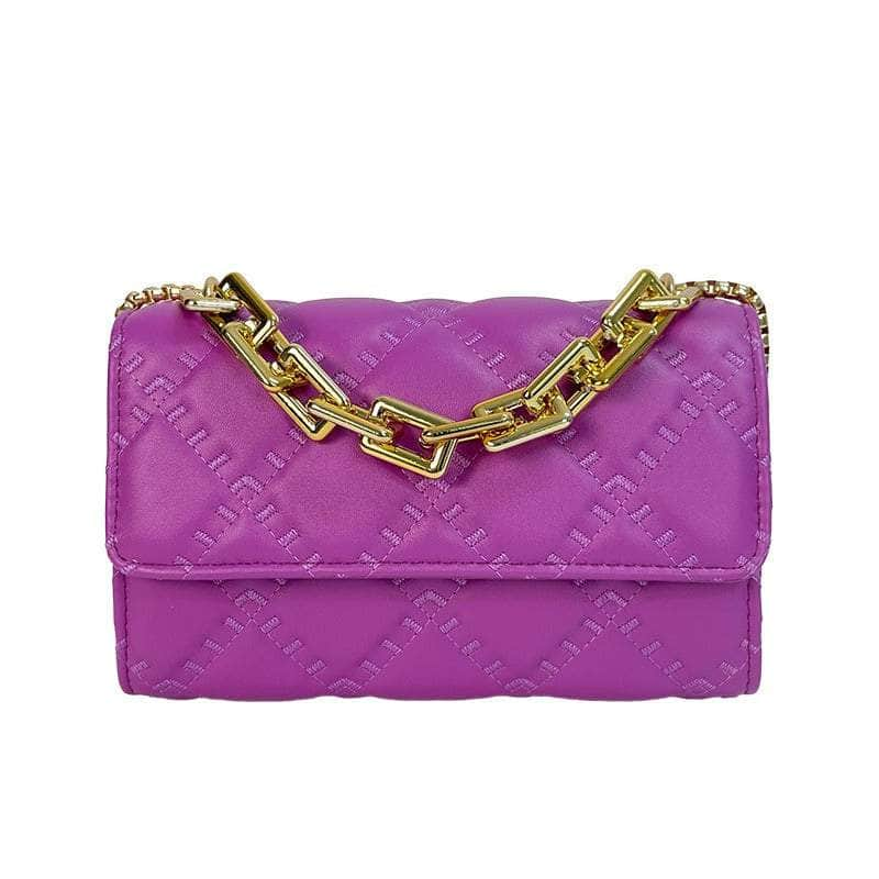 Luxury Rhombic Design Leather Bag Purple