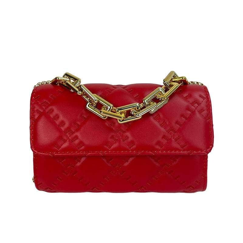 Luxury Rhombic Design Leather Bag Red