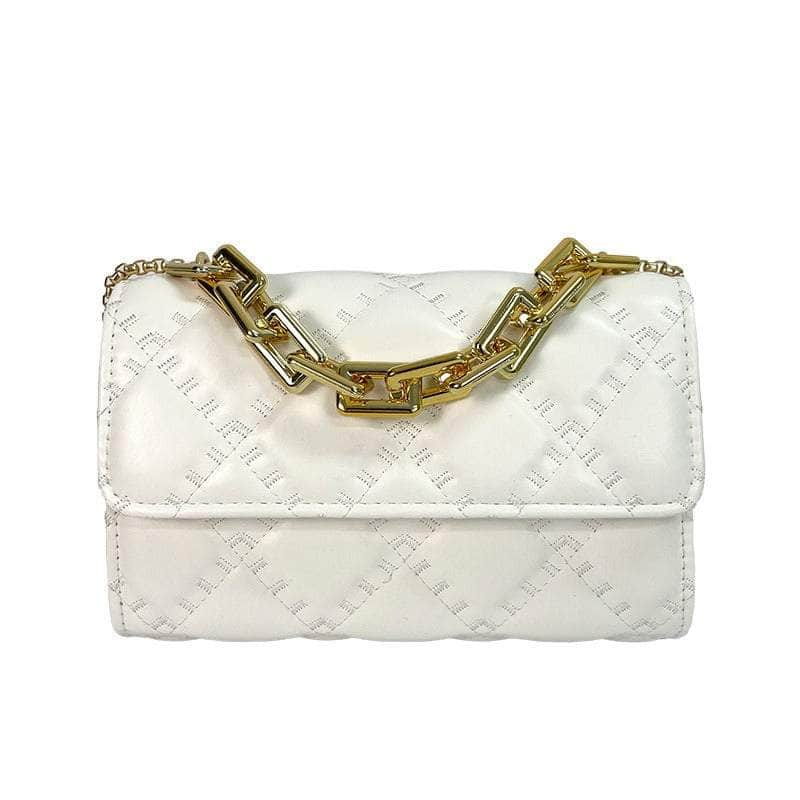 Luxury Rhombic Design Leather Bag White