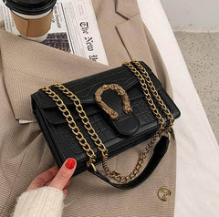 Luxury Shoulder Bag with Gold Chain Accent