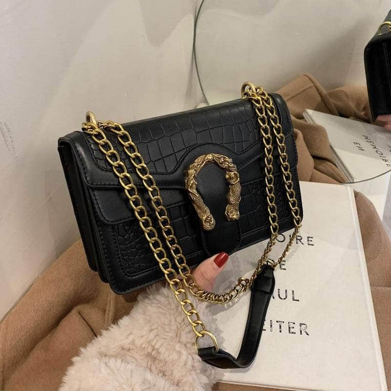 Luxury Shoulder Bag with Gold Chain Accent