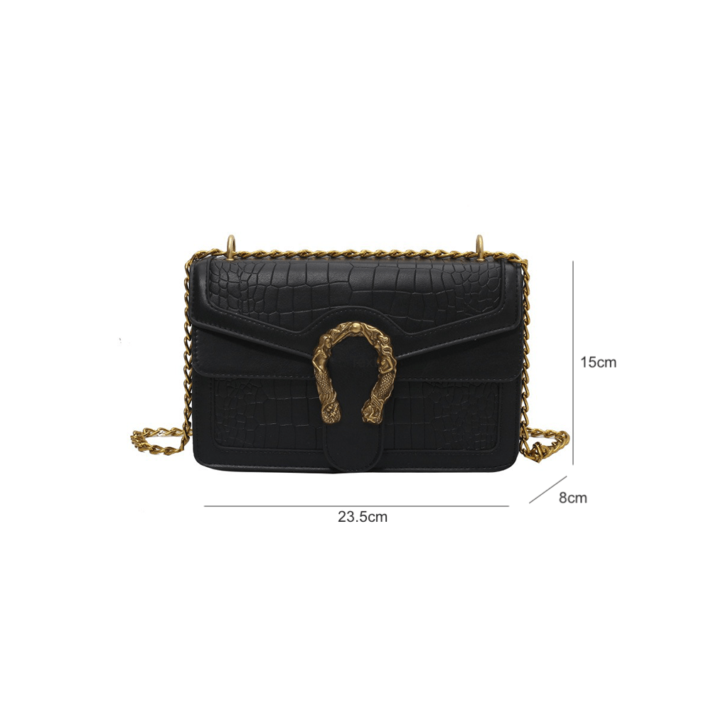 Luxury Shoulder Bag with Gold Chain Accent