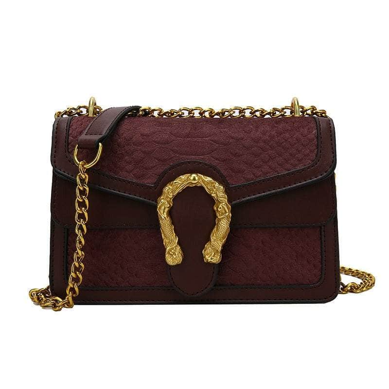 Luxury Shoulder Crossbody Chain Leather Purse Coffee