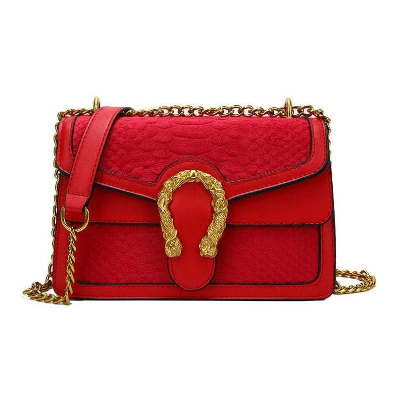 Luxury Shoulder Crossbody Chain Leather Purse Red