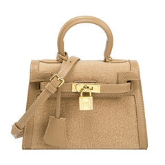 Luxury Shoulder Leather Handbag with Gold Hardware