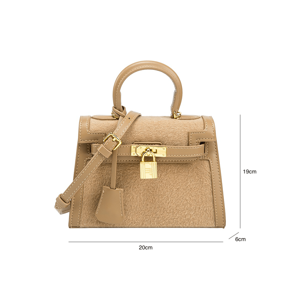 Luxury Shoulder Leather Handbag with Gold Hardware