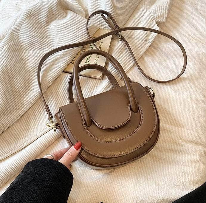 Luxury Shoulder Saddle Handbag Brown