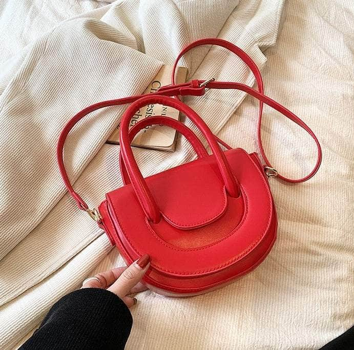 Luxury Shoulder Saddle Handbag Red