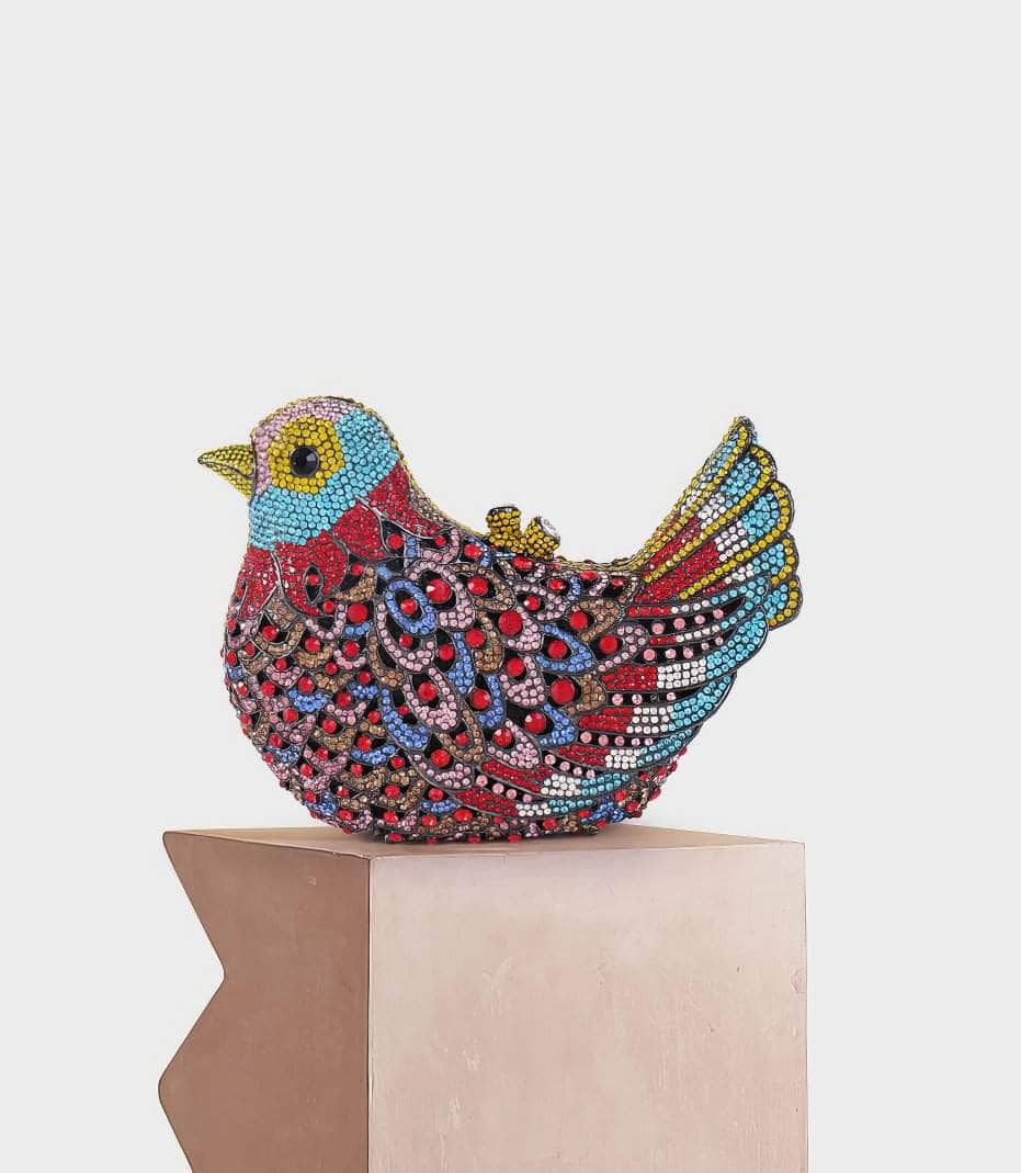 Luxury Sparkling Multicolor Bird Decor Crystal Clutch Purse