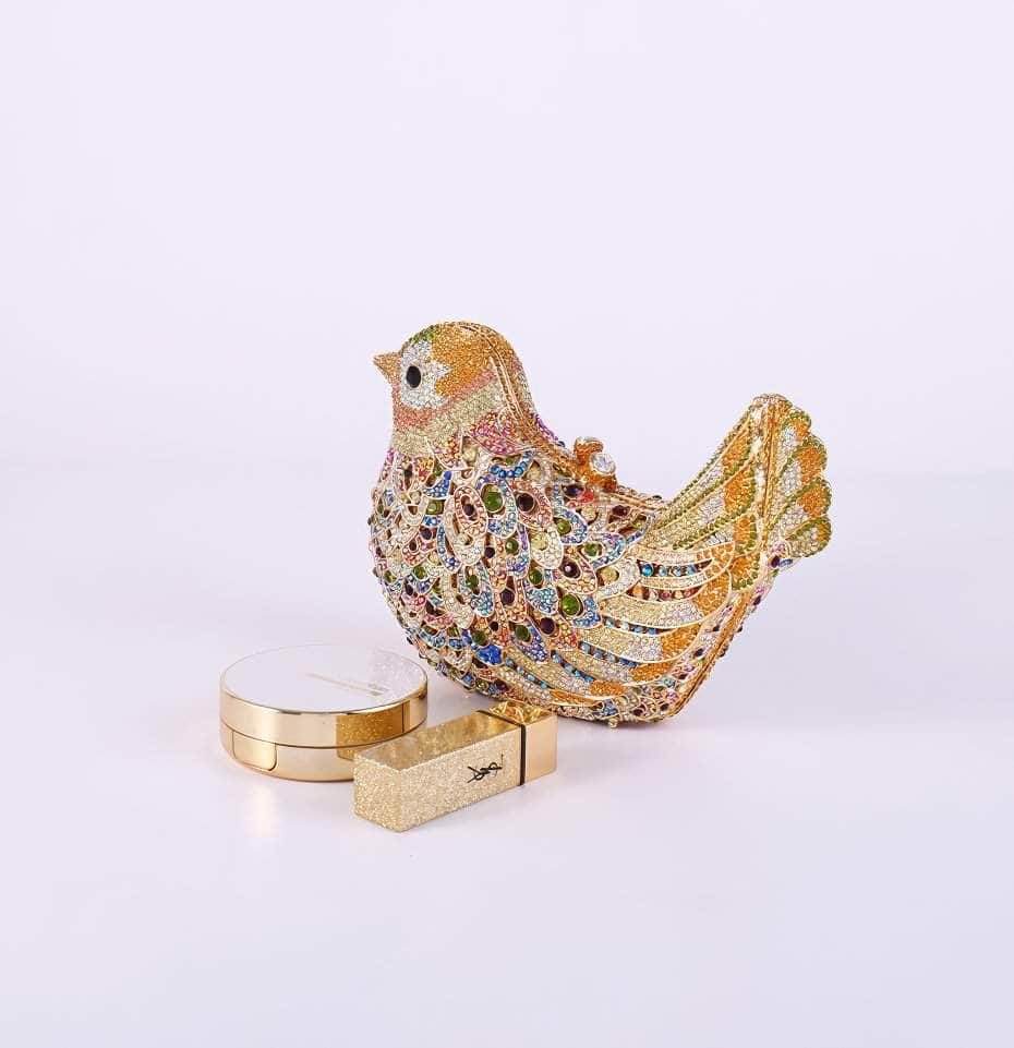 Luxury Sparkling Multicolor Bird Decor Crystal Clutch Purse