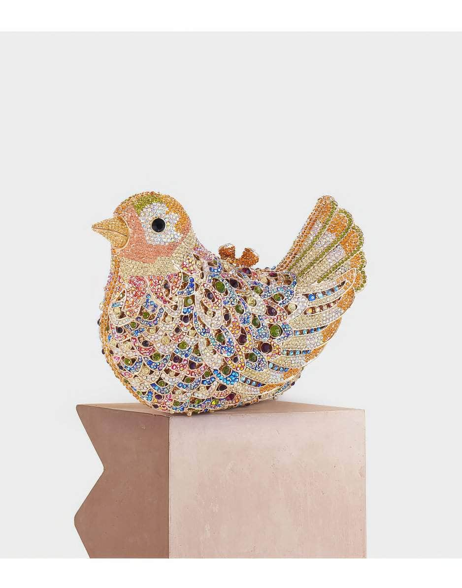 Luxury Sparkling Multicolor Bird Decor Crystal Clutch Purse