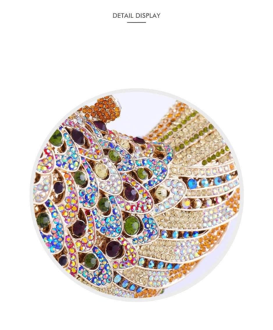 Luxury Sparkling Multicolor Bird Decor Crystal Clutch Purse