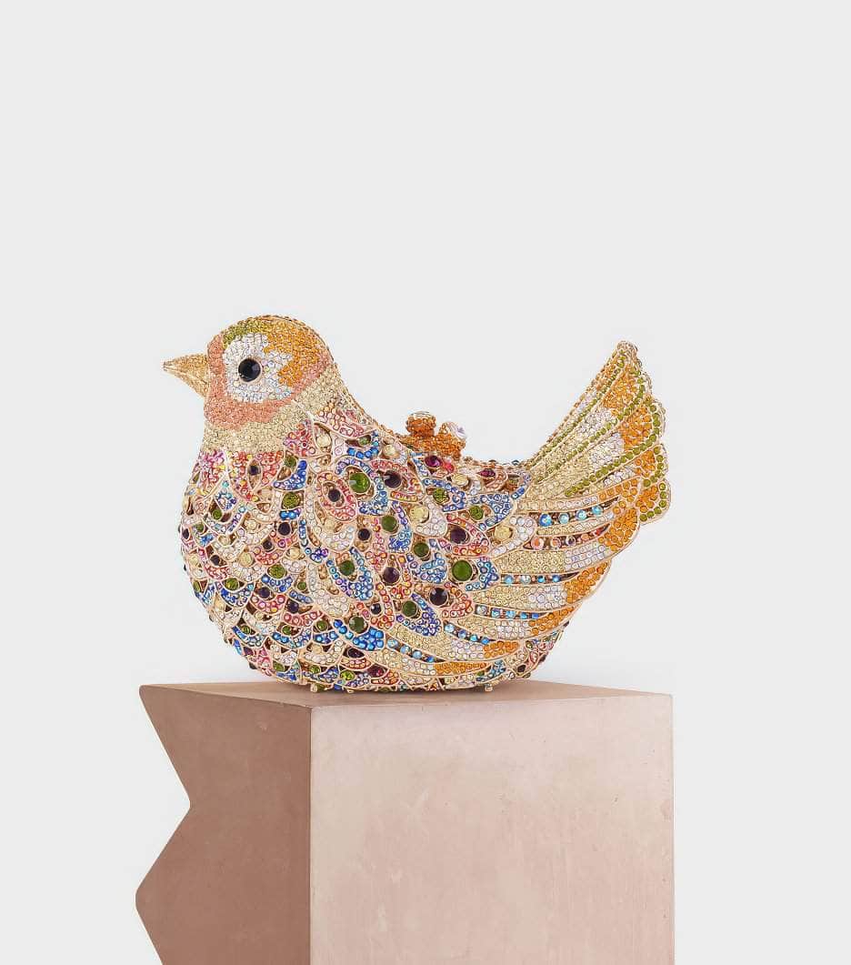 Luxury Sparkling Multicolor Bird Decor Crystal Clutch Purse