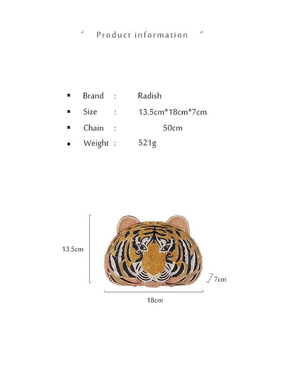 Luxury Sparkling Tiger Crystal Clutch Purse