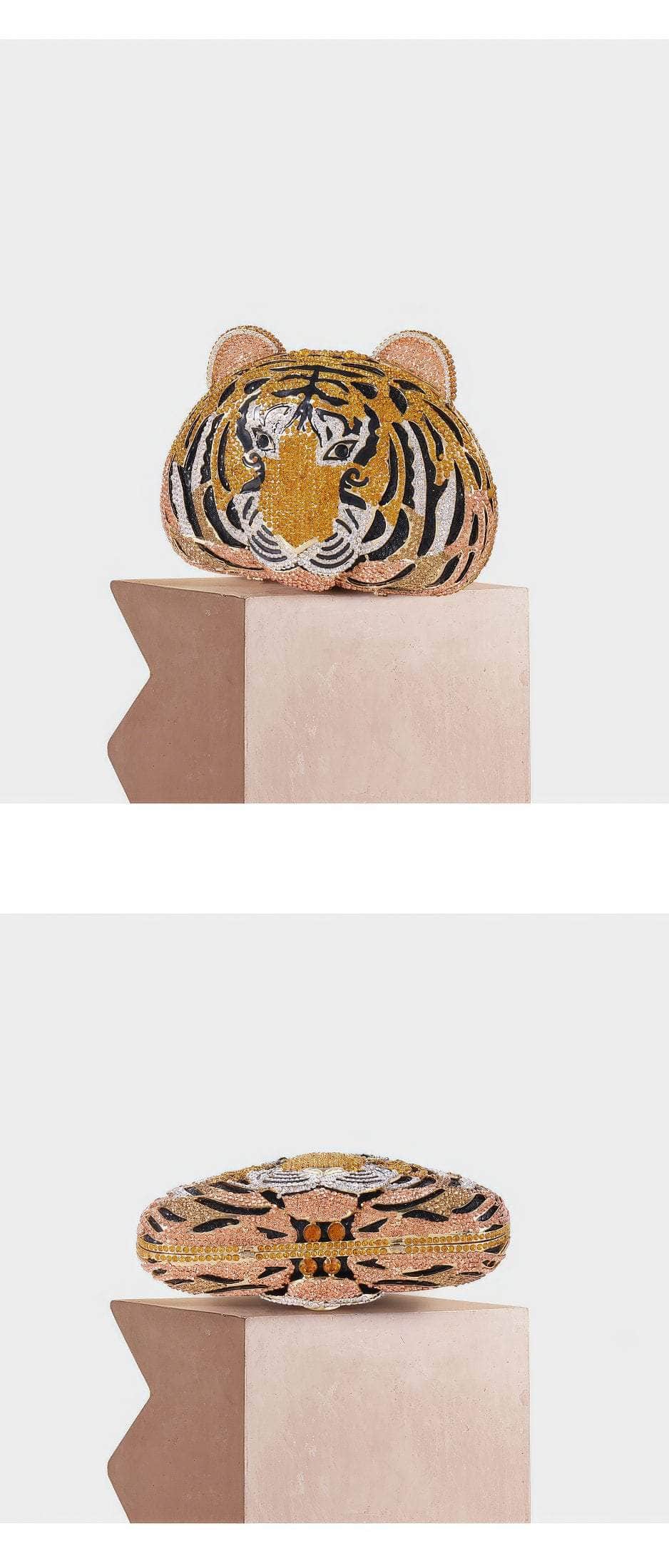 Luxury Sparkling Tiger Crystal Clutch Purse