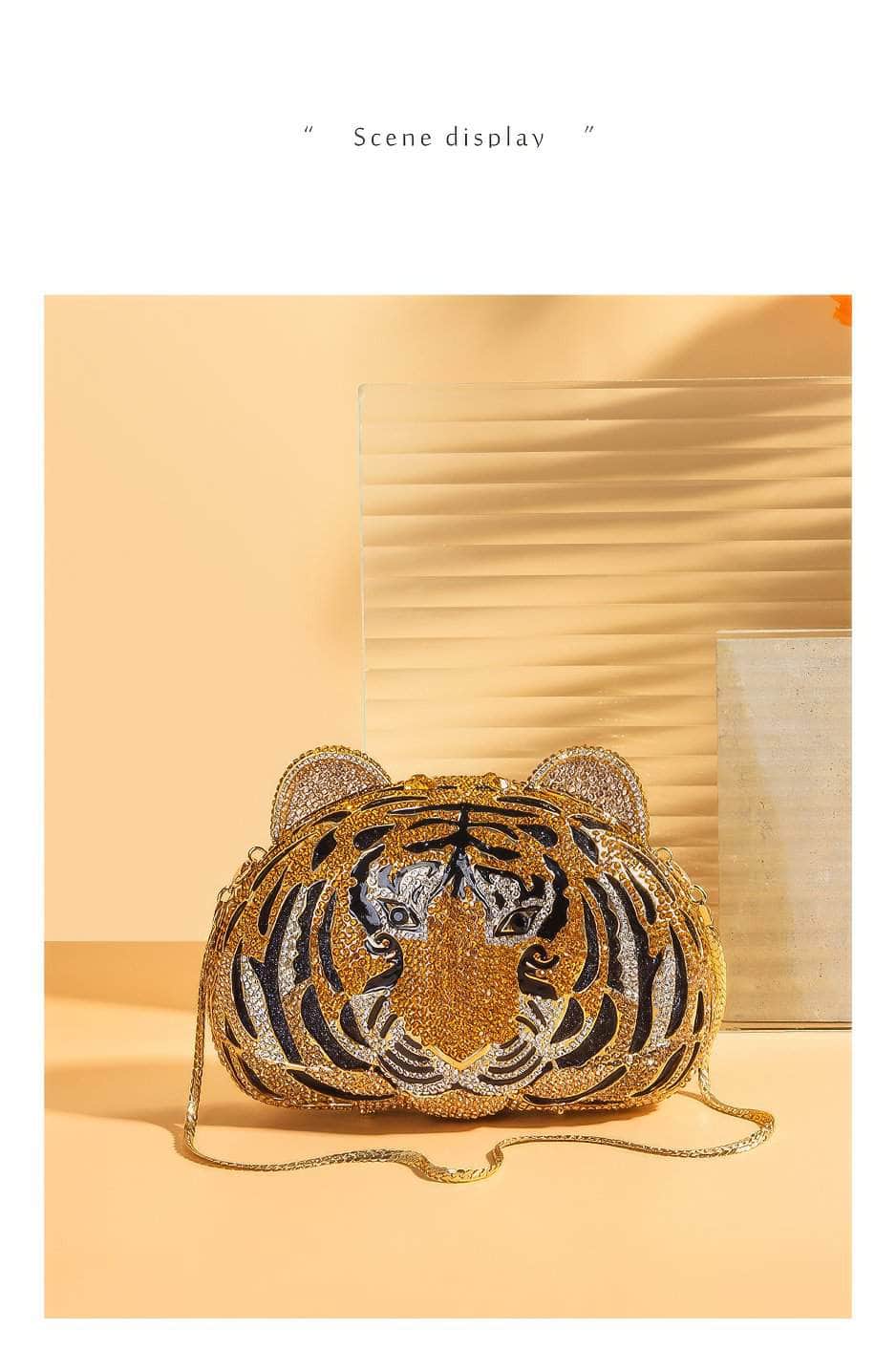 Luxury Sparkling Tiger Crystal Clutch Purse
