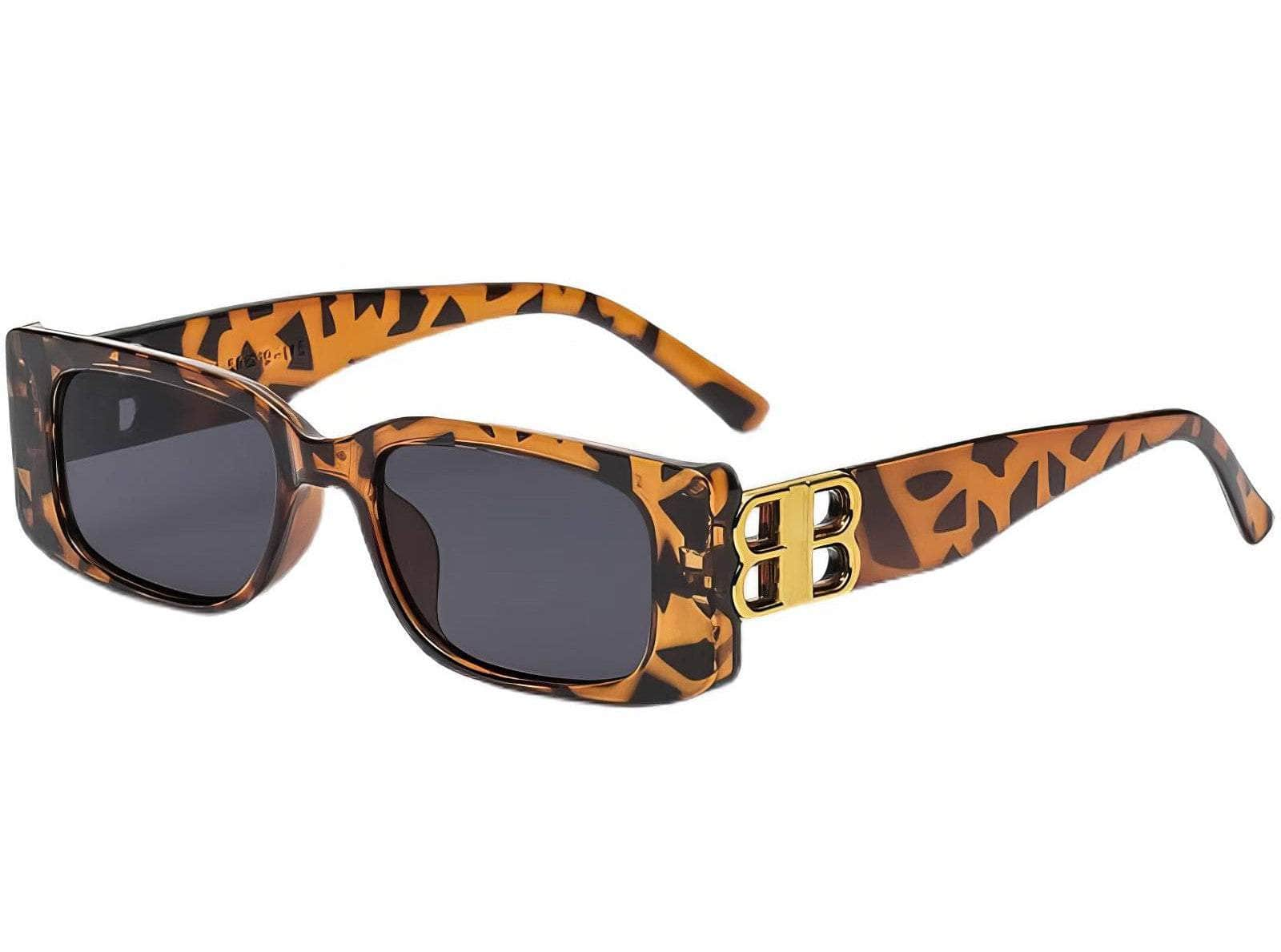 Luxury Square Sunglasses: Premium Eyewear leopard grain/black / Resin