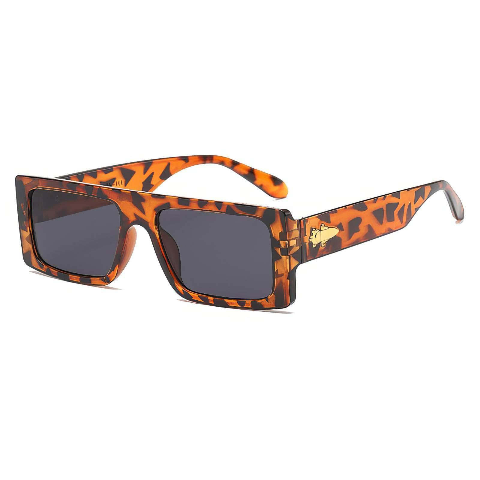 Luxury Transparent Square Eyewear Leopard Grain/Black / Resin