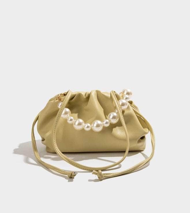 Luxury Women Pearl Shoulder Crossbody Bag Yellow