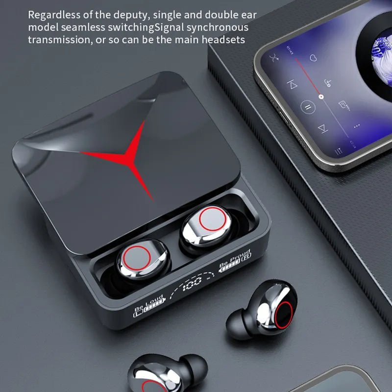 M90 Wireless Earphones with Bluetooth 5.1, Touch Control, Gaming Headset, HIFI Stereo, Noise Reduction, and Mic black