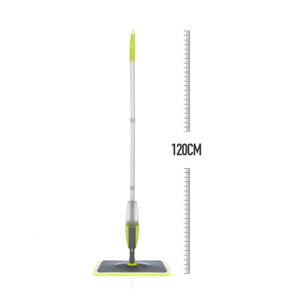 Magic Spray Mop Broom Set for Home Cleaning - Flat Mops with Reusable Microfiber Pads Green Mop 1 Pad