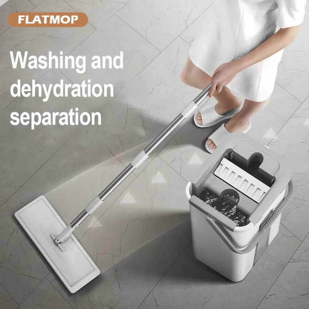 Magic Squeeze Mop with Bucket - Flat, Rotating Floor Mop for Easy Home Cleaning