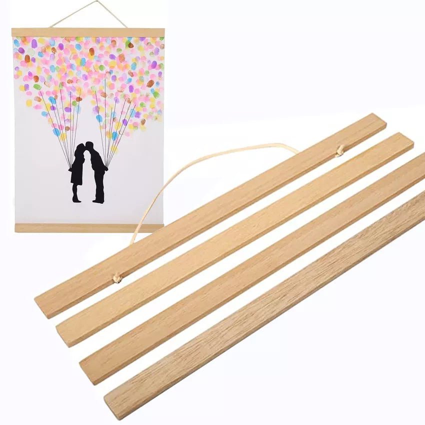 Magnetic DIY Wood Poster Frame: Teak Pine Hangers Kit for Pictures, Canvas Prints, Poster Scroll Artwork wood color frame / 21cm