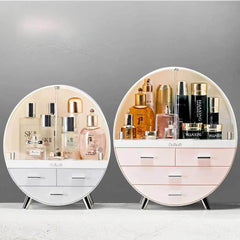 Makeup Organizer with Brush Holder - Portable, Waterproof, Dust-Free Cover, Lid, Dust-Proof Drawers for Lipstick