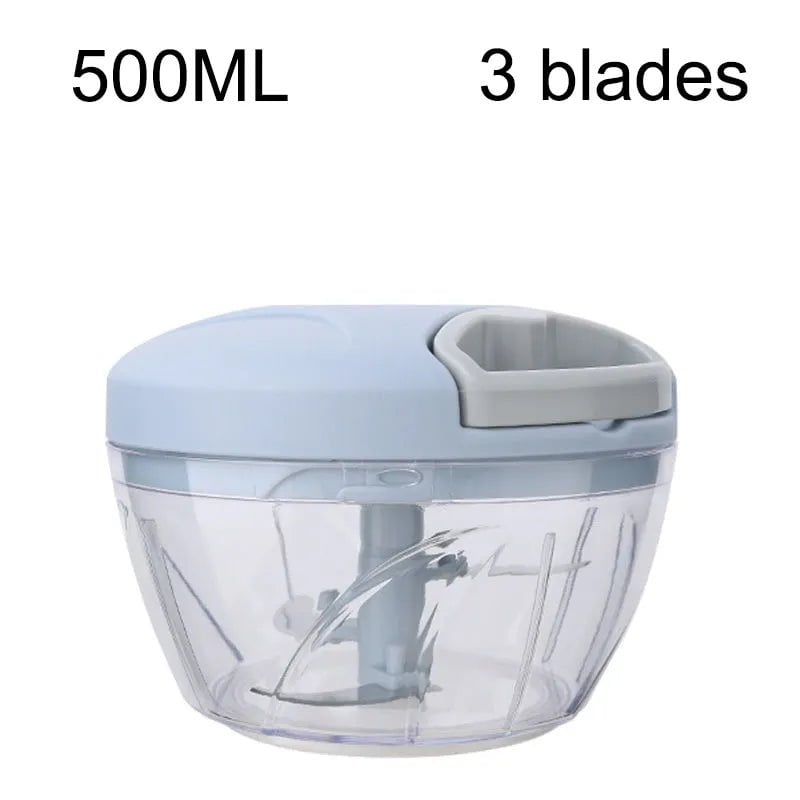 Manual Meat Mincer & Garlic Chopper 500ml Blue