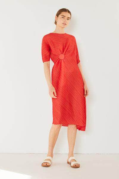 Marina West Swim Pleated Dolman Sleeve Dress Deep Orange / S/M