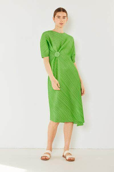 Marina West Swim Pleated Dolman Sleeve Dress Fun Green / S/M