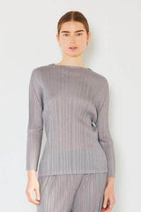 Marina West Swim Pleated Long Sleeve Boatneck Top Gray / S/M