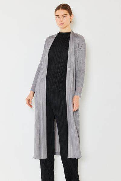 Marina West Swim Pleated Long Sleeve Cardigan Gray / S/M