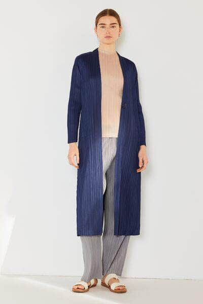 Marina West Swim Pleated Long Sleeve Cardigan Navy / S/M